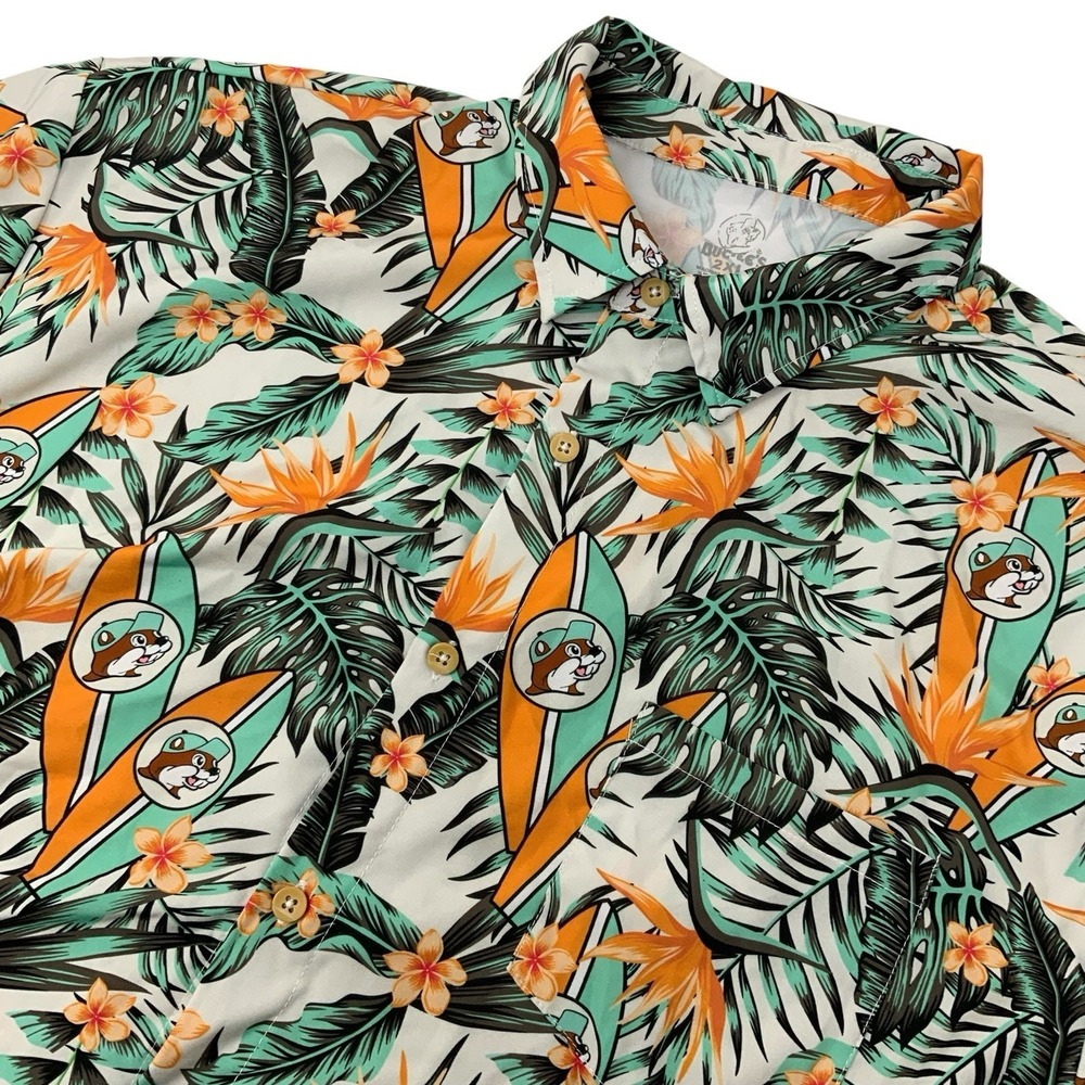 Buc-ees Hawaiian Surf Beach‎ Cruise Tropical Buttoned Shirt Adult 2XL Vacation